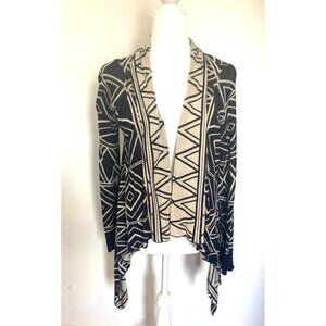 Oversized Navy Blue Womens Geometric Pattern Open Front Cardigan Size Medium